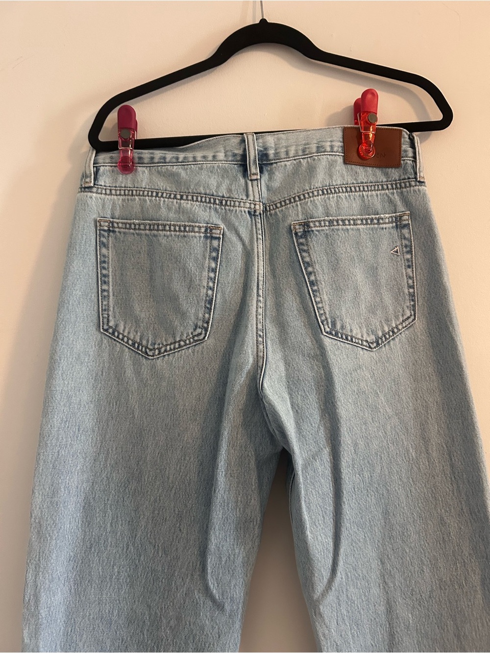 Light Wash Wide Leg Distressed Jeans - Light Blue - Picture 11 of 13